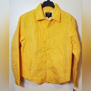 Navy Yard Adult Unisex Quilted Smiley Face Oversized Shirt Jacket Size Small